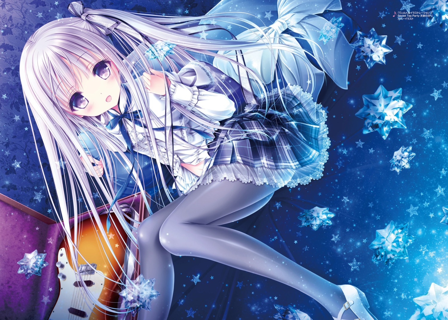 goto_jun, guitar, pantyhose, seifuku, tenshi_no_three_piece!, tinkle