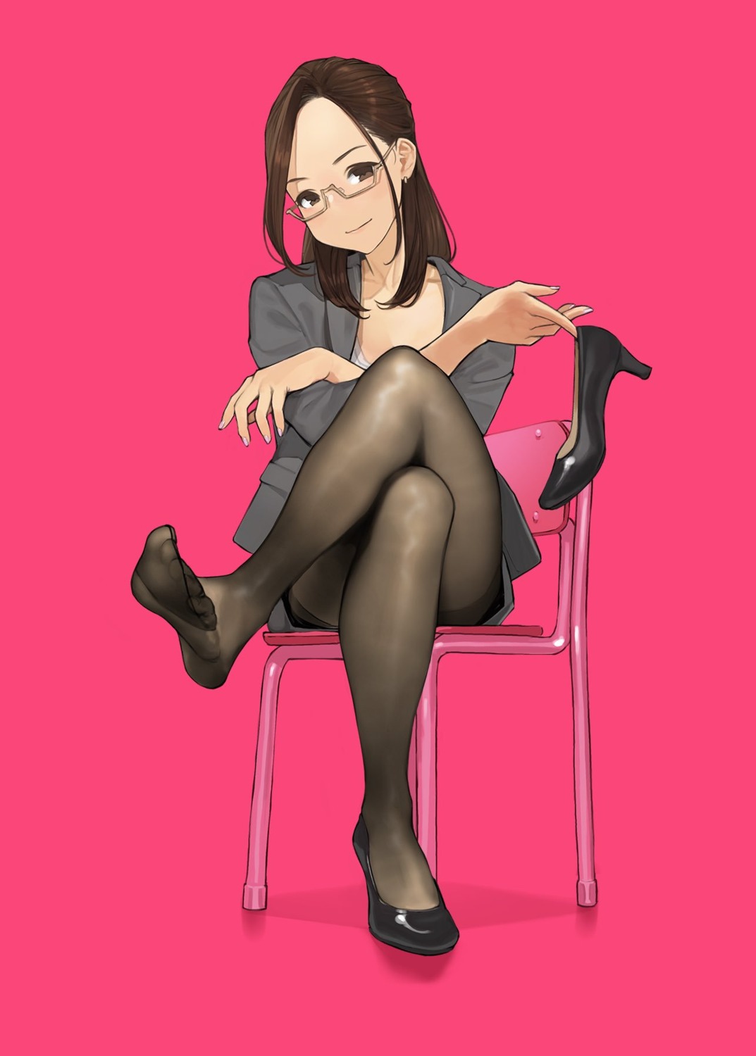 business_suit, feet, megane, miru_tights, okuzumi_yuiko, pantyhose, yom