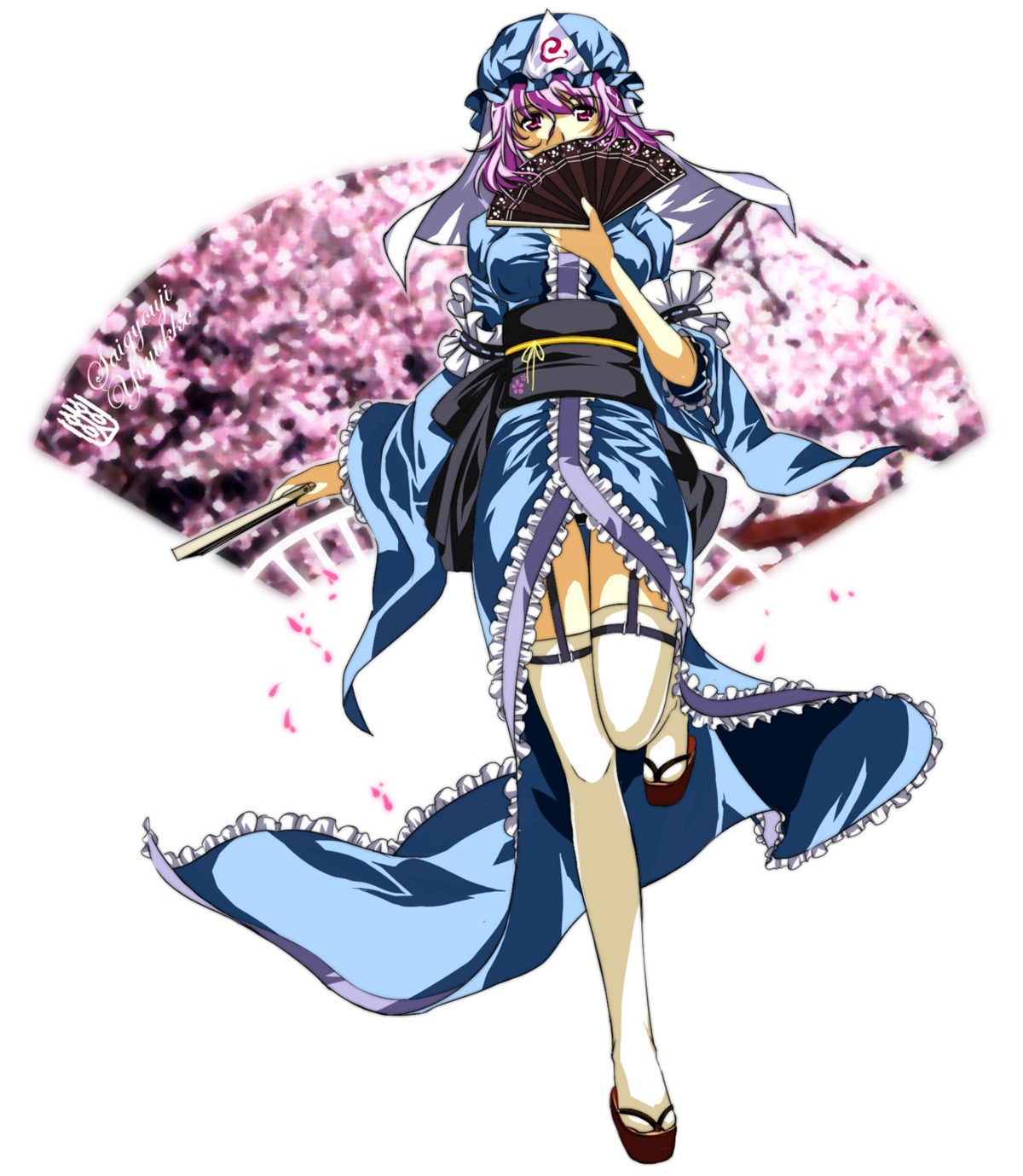 saigyouji_yuyuko, stockings, sunway, thighhighs, touhou