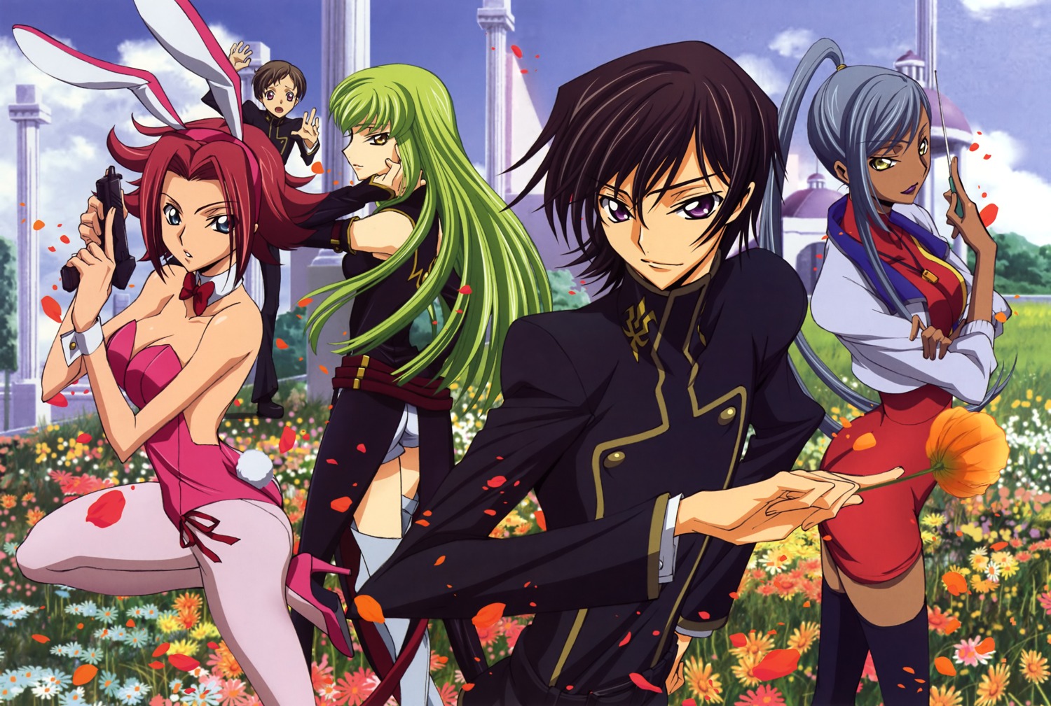 animal_ears, bunny_ears, bunny_girl, c.c., code_geass, ishida_kana, kallen_stadtfeld, lelouch_lamperouge