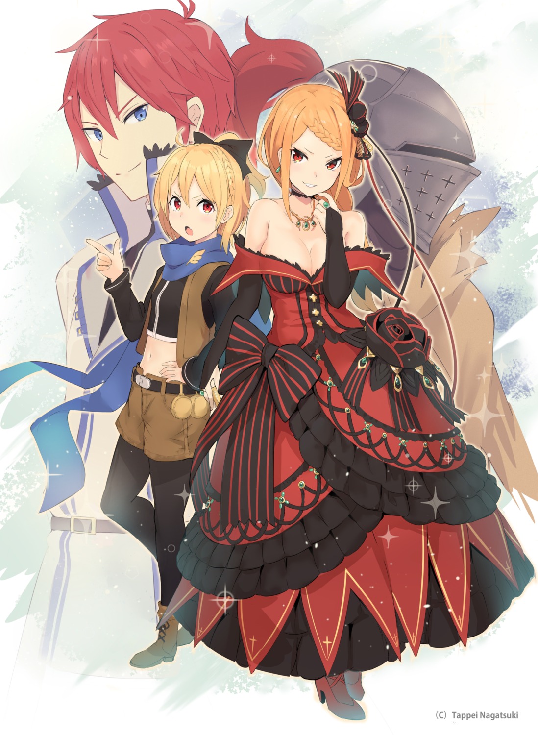 aldebaran_(re_zero), armor, dress, felt_(re_zero), heels, isegawa_yasutaka, no_bra, pantyhose