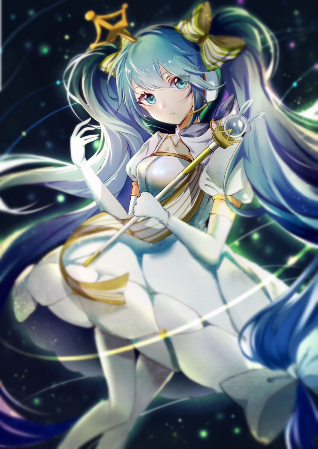 dress, hatsune_miku, pantyhose, tingqu, vocaloid, yuki_miku