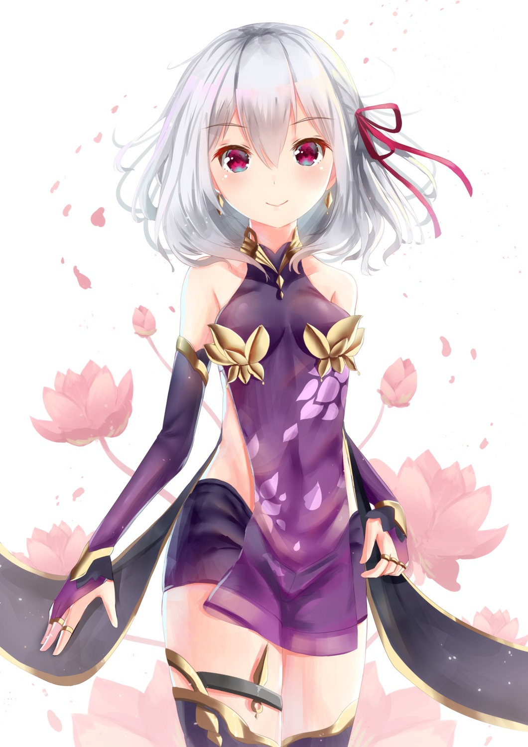 armor, fate/grand_order, holmemee, kama_(fate), see_through, thighhighs