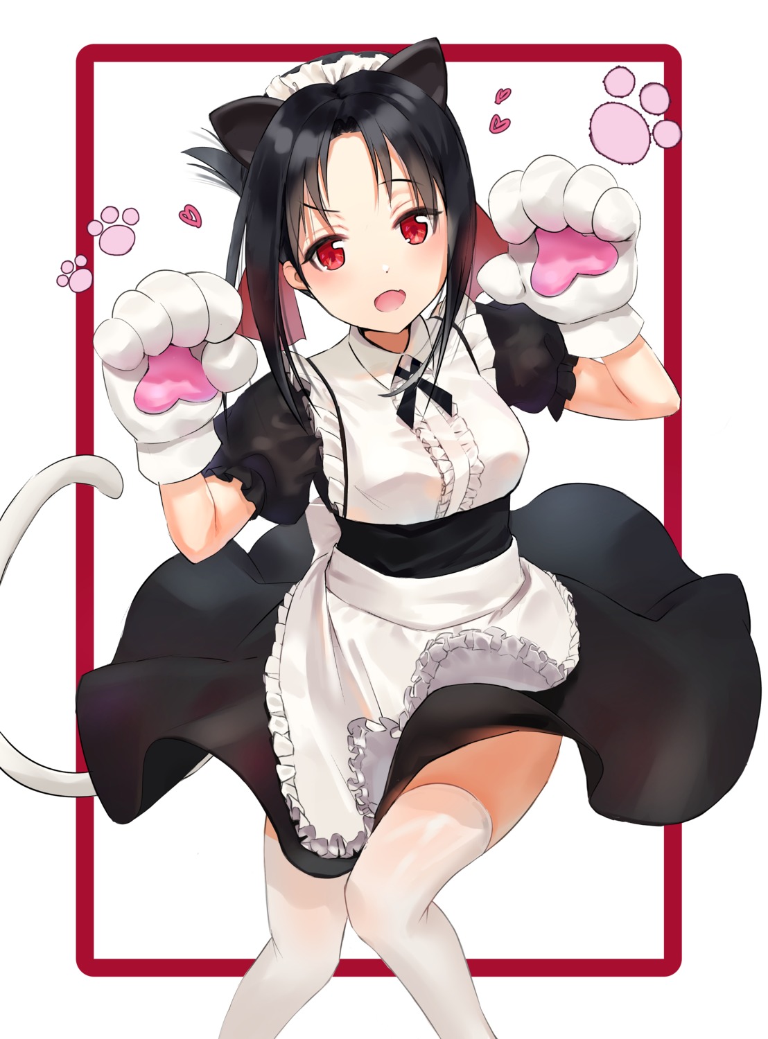 animal_ears, kaguya-sama_wa_kokurasetai_~tensai-tachi_no_renai_zunousen~, kian, maid, shinomiya_kaguya, skirt_lift, tail, thighhighs