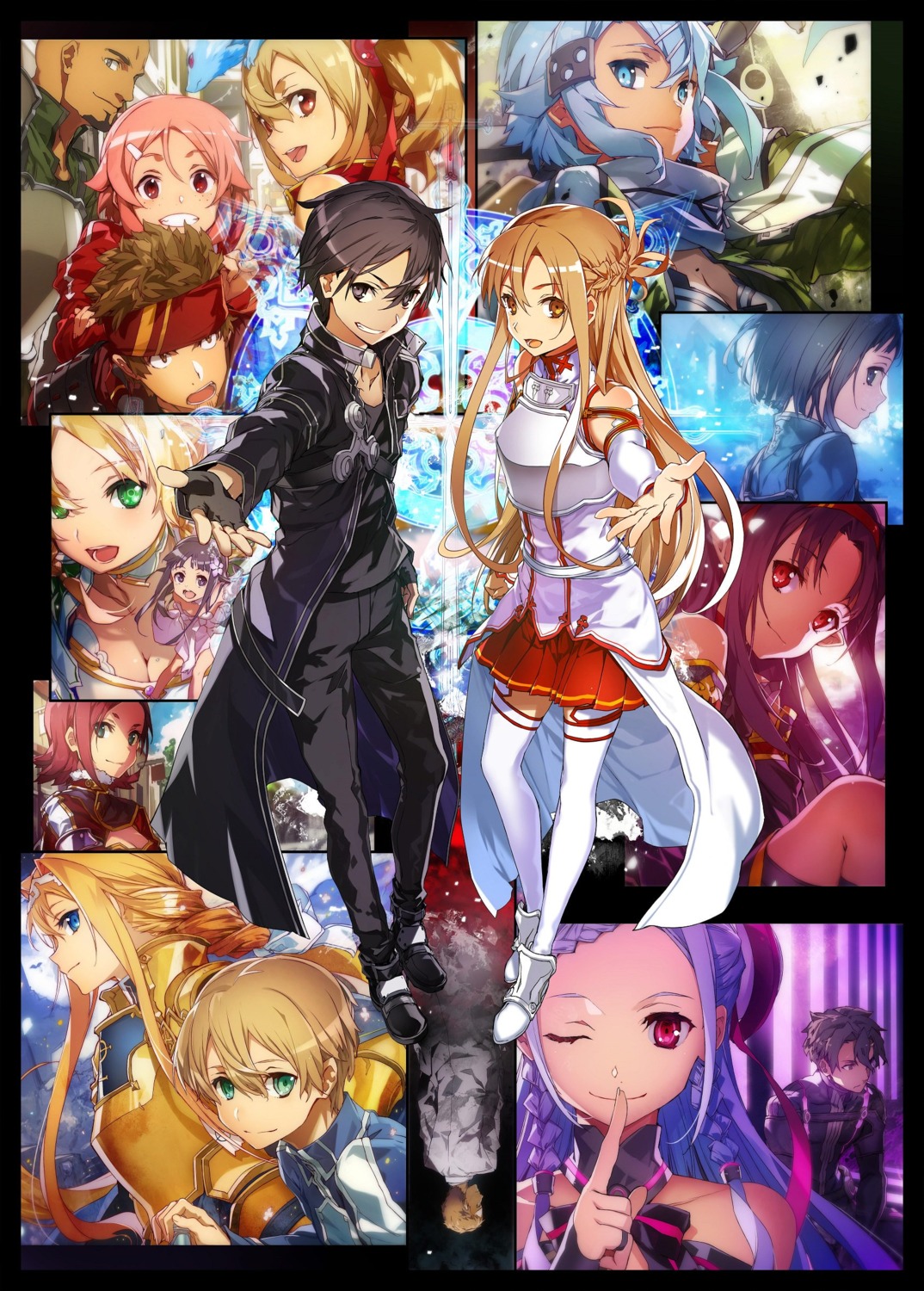 agil, alice_zuberg, armor, asuna_(sword_art_online), bunbun, cleavage, eiji_(sword_art_online), eugeo