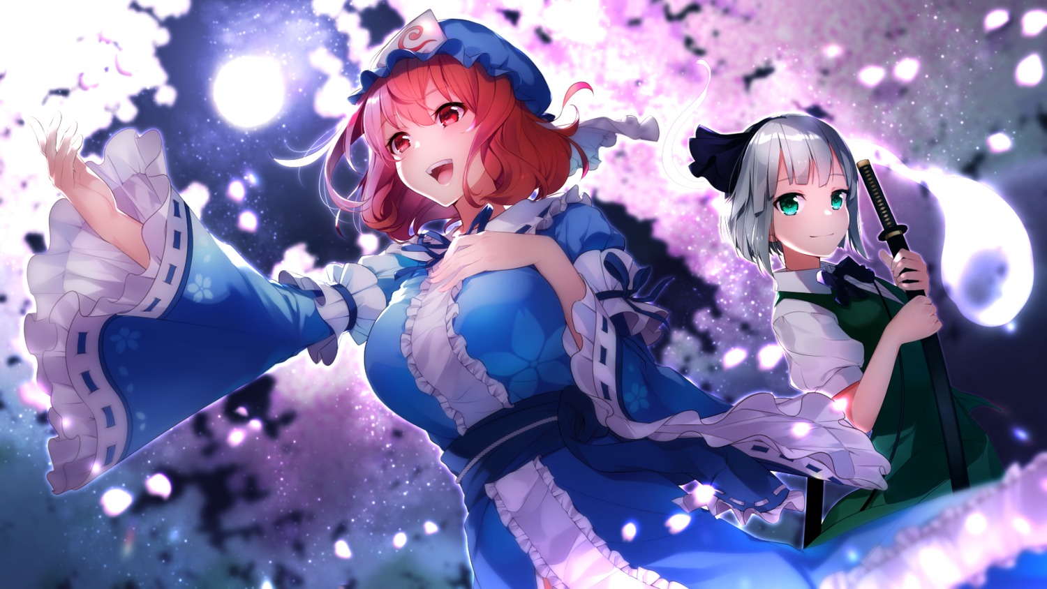 bon_(bonbon315), breast_hold, konpaku_youmu, saigyouji_yuyuko, sword, touhou