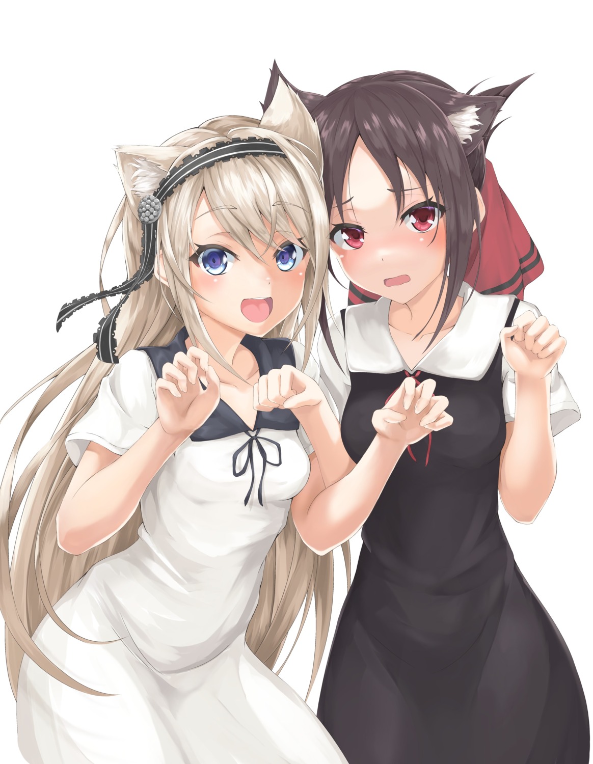 animal_ears, kaguya-sama_wa_kokurasetai_~tensai-tachi_no_renai_zunousen~, nekomimi, seifuku, shinomiya_kaguya, shirogane_kei, sutetete