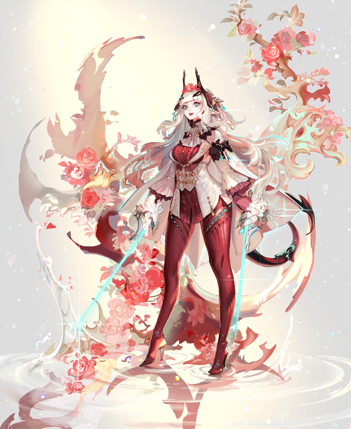 heels, horns, kabi_(kb), pixiv_fantasia, pixiv_fantasia_last_saga, pointy_ears, sword, tail