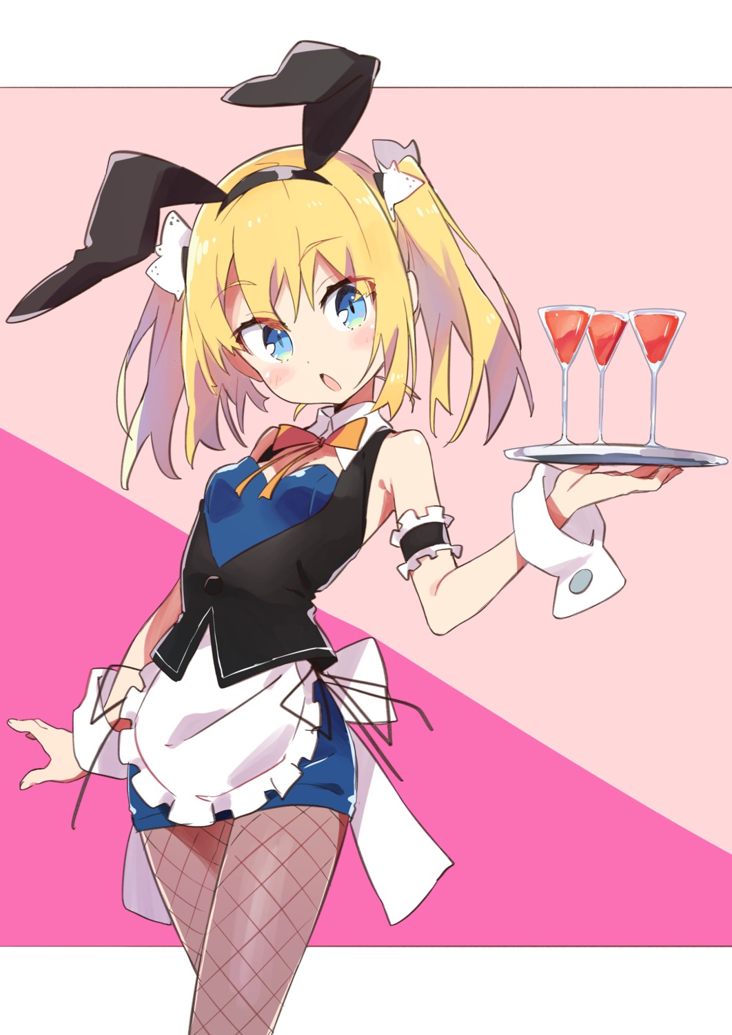amaryllis_gumi, animal_ears, bunny_ears, bunny_girl, fishnets, kotohara_hinari, pantyhose, tama_(tama-s), waitress