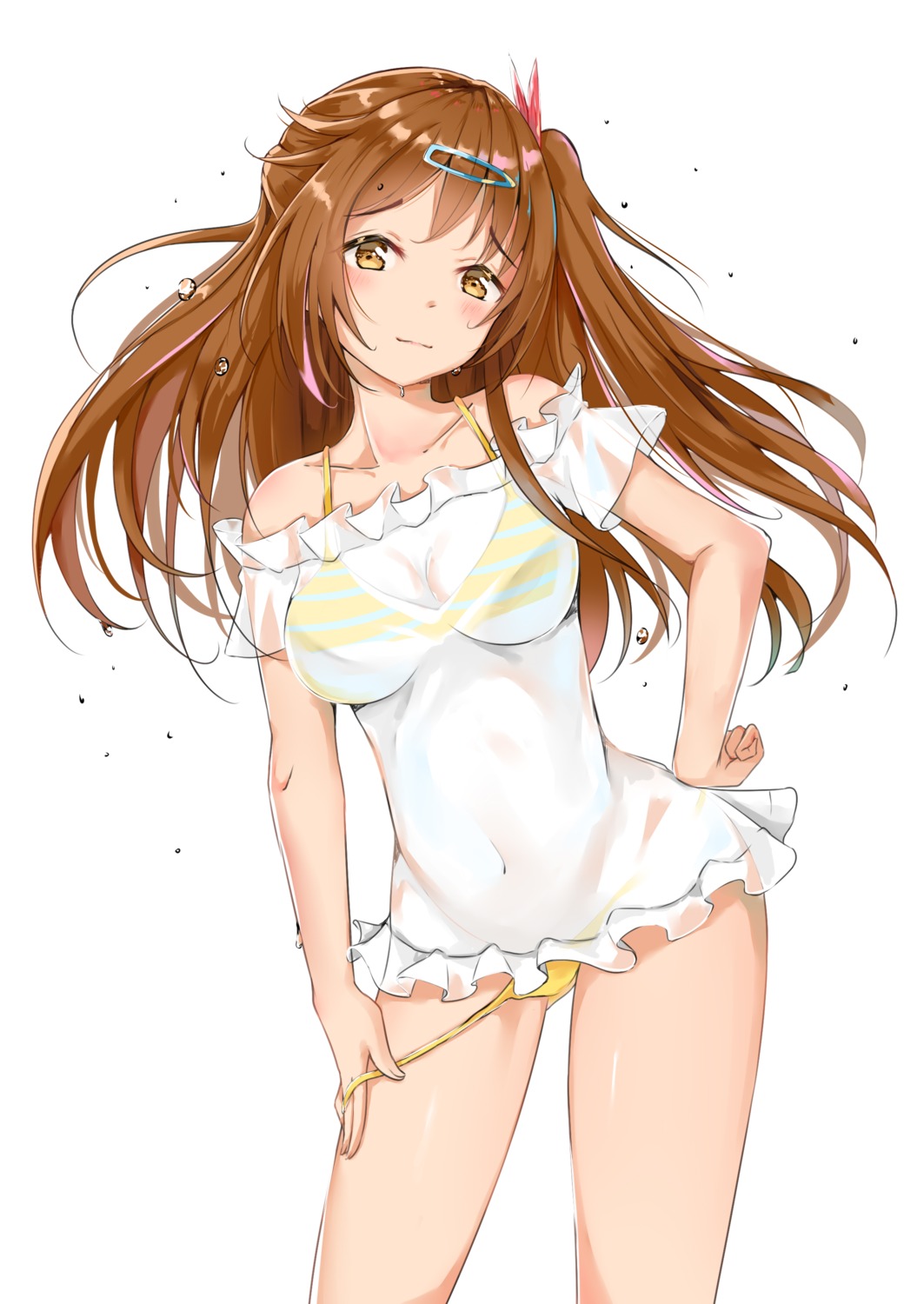 bikini, cat_(yidsv), chuunibyou_demo_koi_ga_shitai!, cleavage, dress, nibutani_shinka, panty_pull, see_through