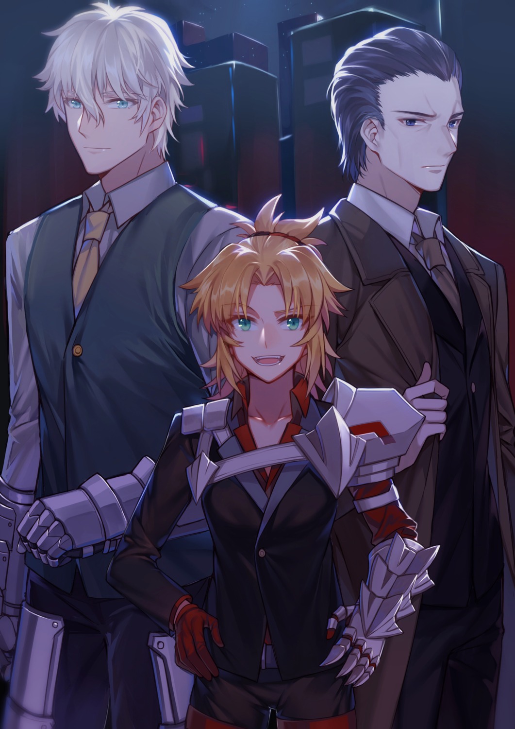 agravain_(fate), armor, business_suit, fate/grand_order, gawain_(fate), mordred_(fate), yorukun