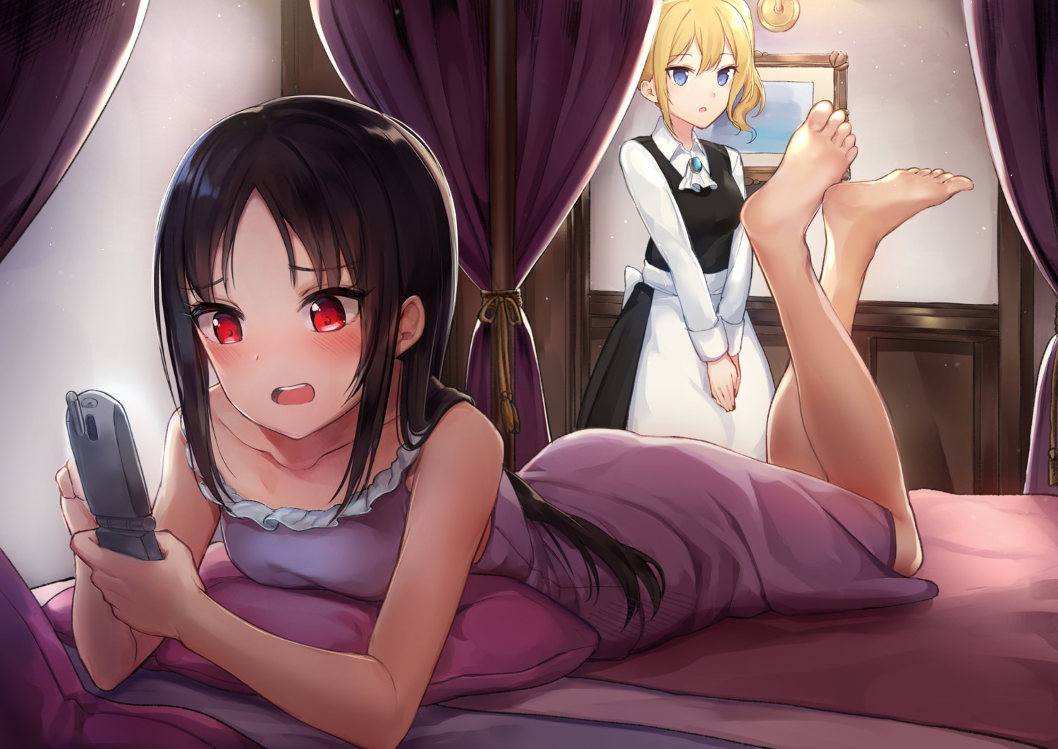 bada_(jksh5056), dress, feet, hayasaka_ai, kaguya-sama_wa_kokurasetai_~tensai-tachi_no_renai_zunousen~, maid, shinomiya_kaguya