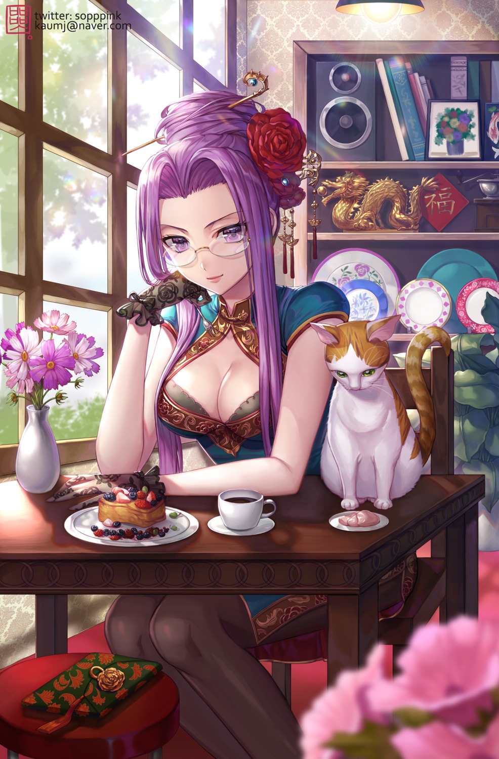 box_(hotpppink), bra, chinadress, cleavage, fate/grand_order, fate/stay_night, medusa_(fate), megane