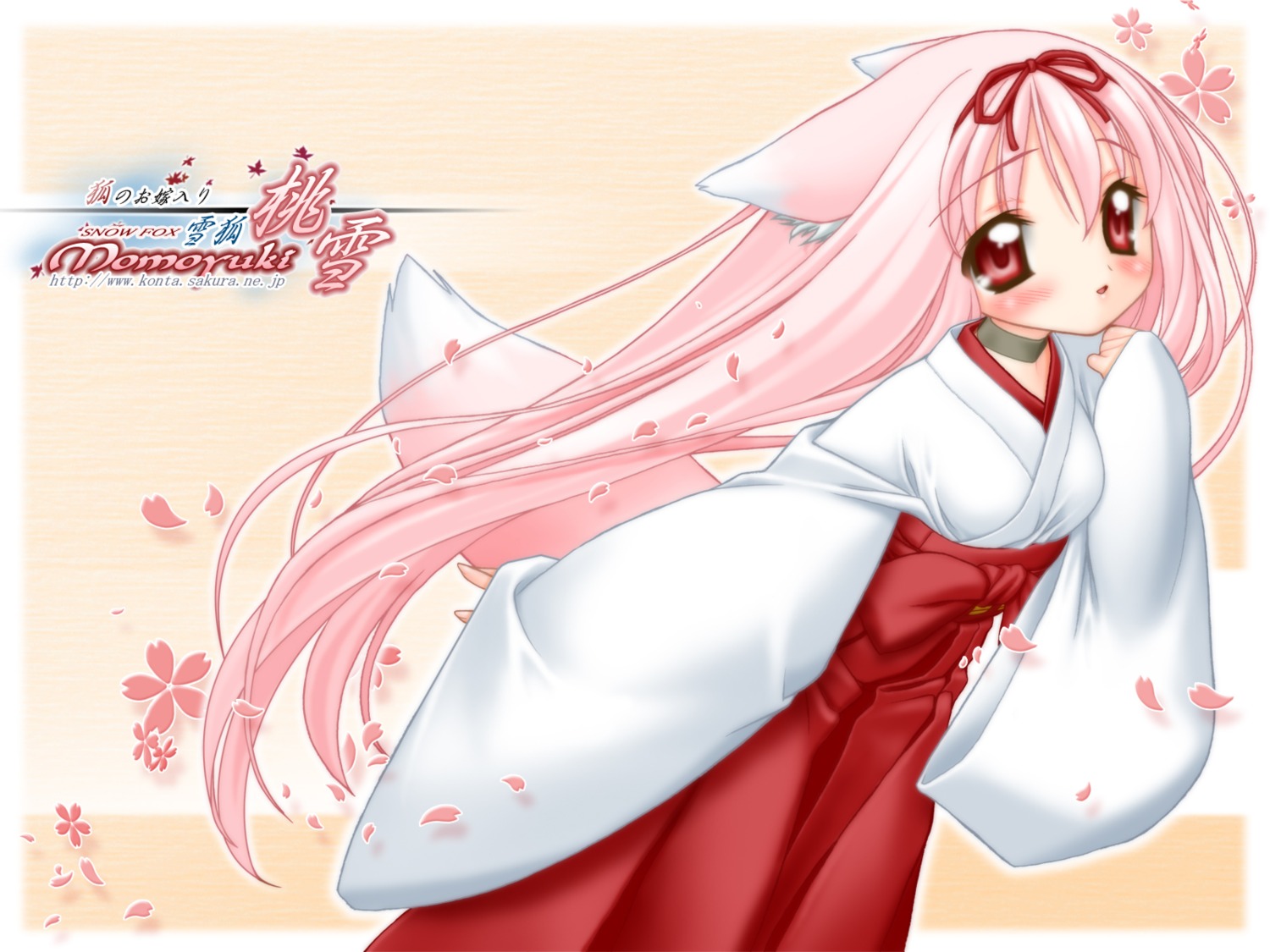 kitsune, miko, momoyuki, nakajima_konta, snow_fox, wallpaper