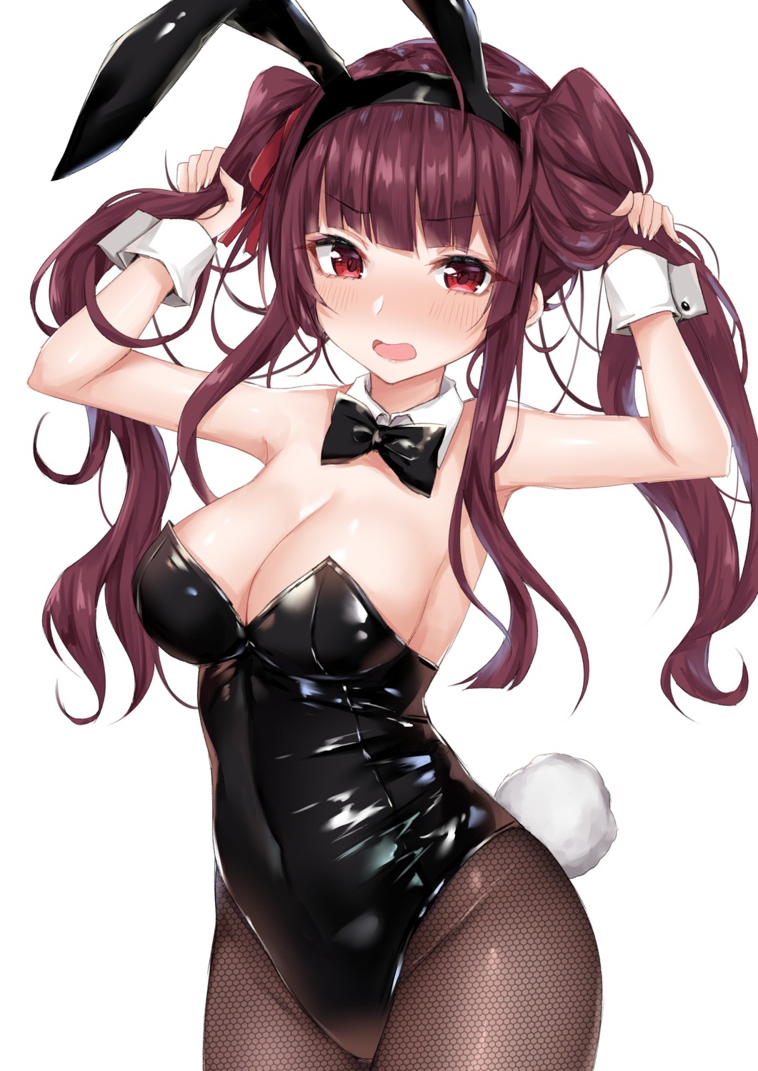 animal_ears, bunny_ears, bunny_girl, cleavage, coffeedog, fishnets, girls_frontline, pantyhose, tail, wa2000_(girls_frontline)