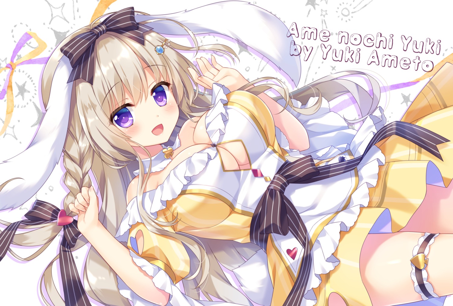 ameto_yuki, animal_ears, bunny_ears, cleavage, ecru_(ameto_yuki), garter, tail