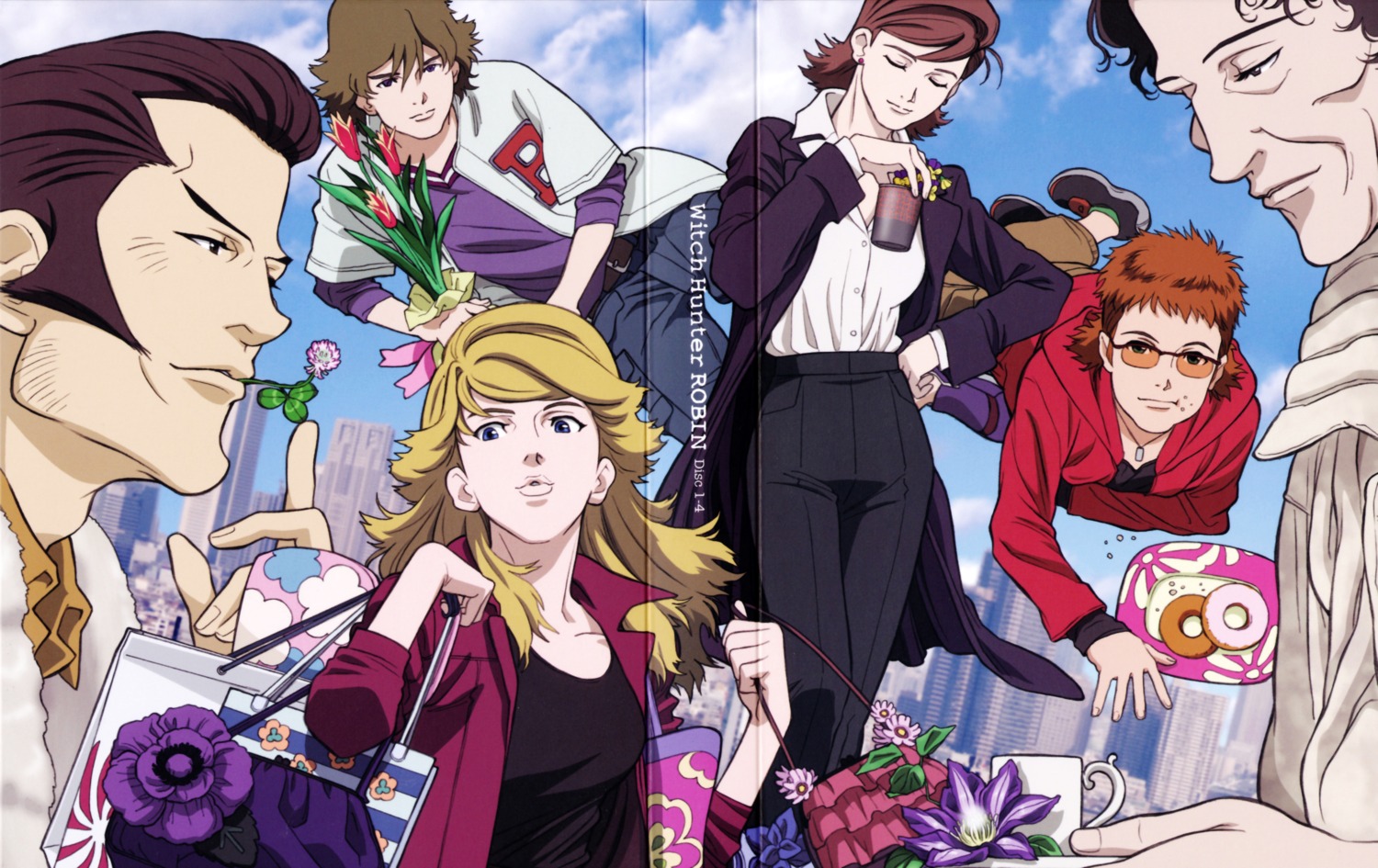 crease, disc_cover, doujima_yurika, karasuma_miho, kobari_yuuji, megane, michael_lee, nagira_shunji, sakaki_haruto, takahashi_kumiko, witch_hunter_robin