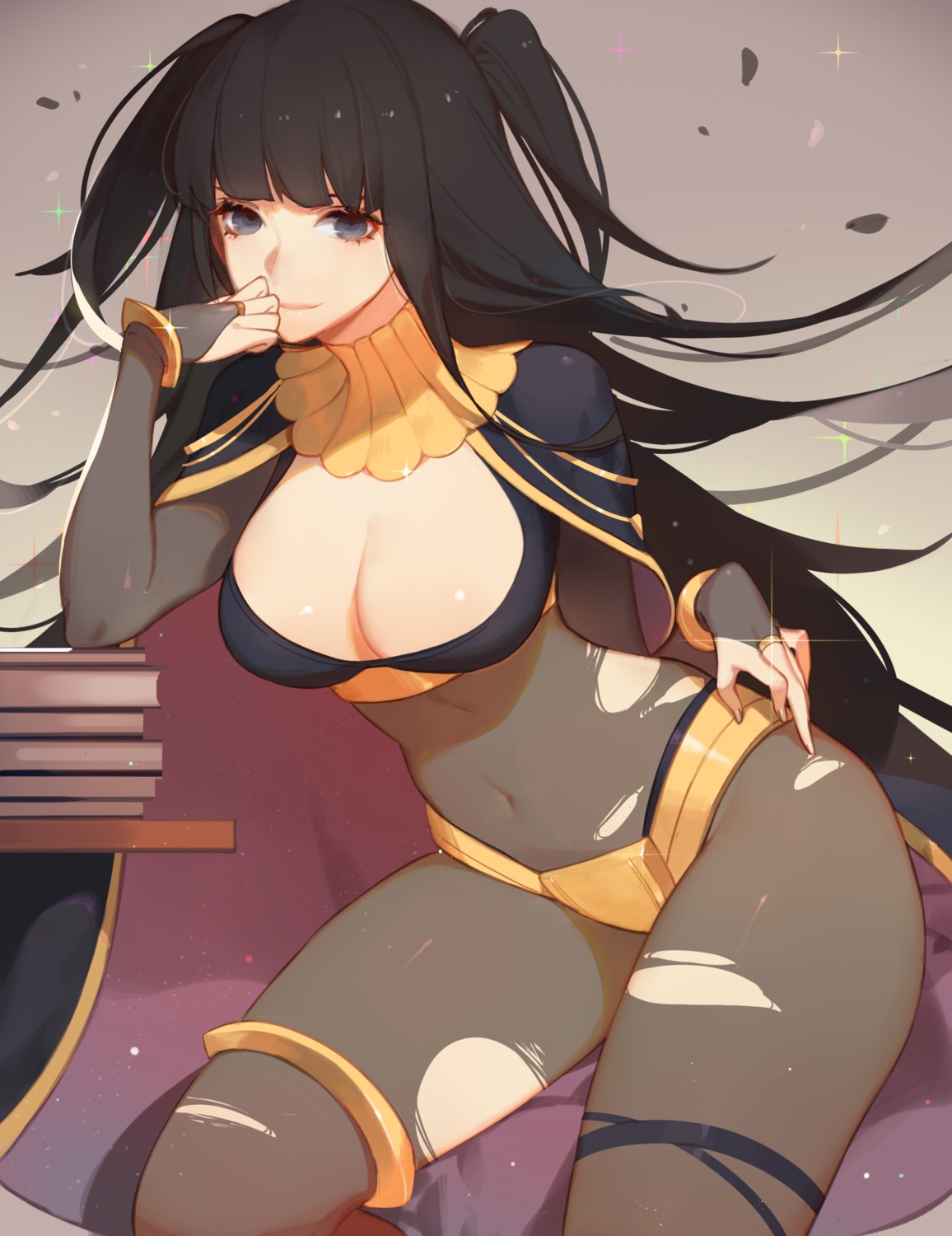 bodysuit, cleavage, fire_emblem, fire_emblem_kakusei, garter, songjikyo, tharja, torn_clothes