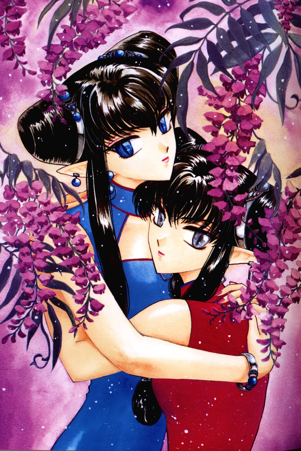 chinadress, clamp, elf, hari_(wish), pointy_ears, ruri_(wish), wish