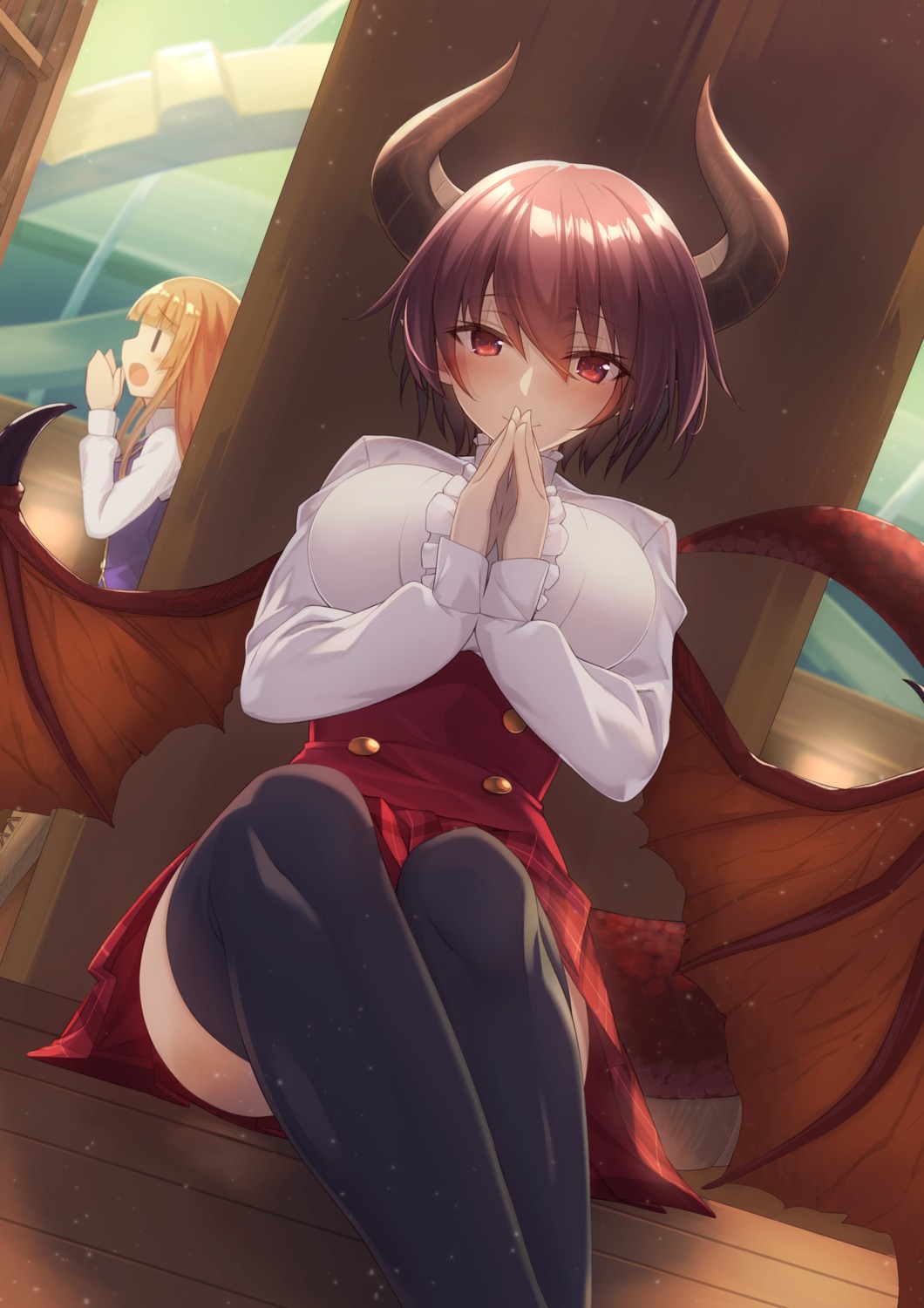anne_(shingeki_no_bahamut), grea, horns, manaria_friends, shingeki_no_bahamut, tail, thighhighs, wings, yukisan