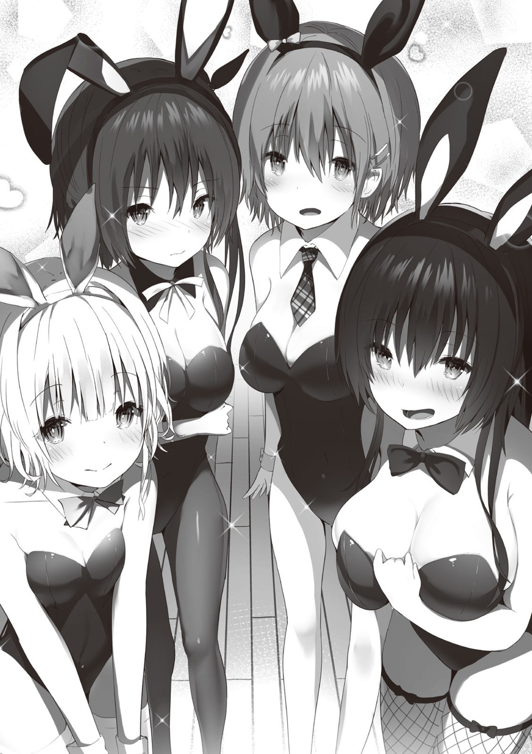 animal_ears, breast_hold, bunny_ears, bunny_girl, cleavage, fishnets, kawaikereba_hentai_demo_suki_ni_natte_kuremasu_ka?, kiryuu_mizuha