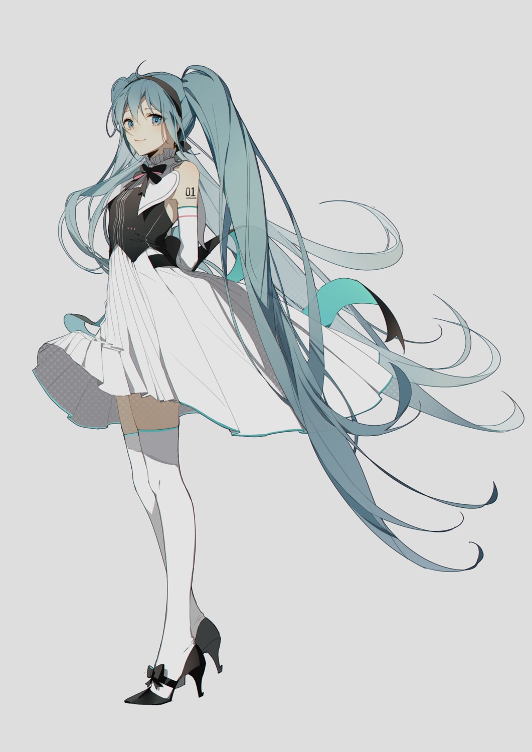 hatsune_miku, hatsune_miku_symphony, heels, tattoo, thighhighs, vocaloid, zhibuji_loom
