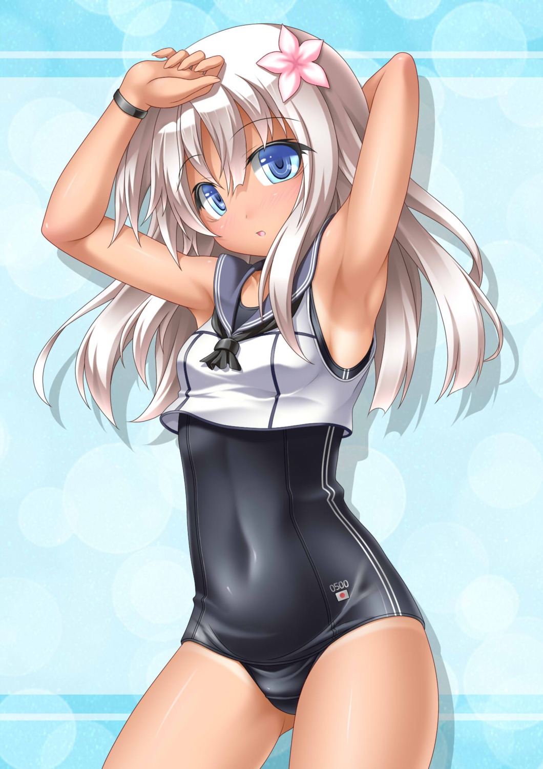 kantai_collection, ro-500, roura, school_swimsuit, seifuku, swimsuits, tan_lines
