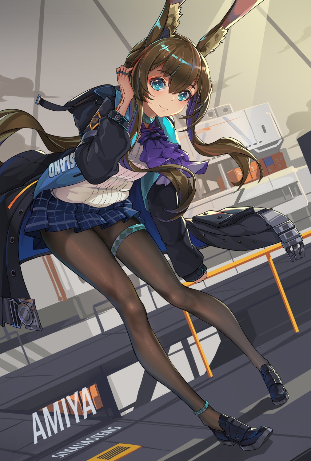 amiya_(arknights), animal_ears, arknights, bunny_ears, garter, heels, pantyhose, sima_naoteng