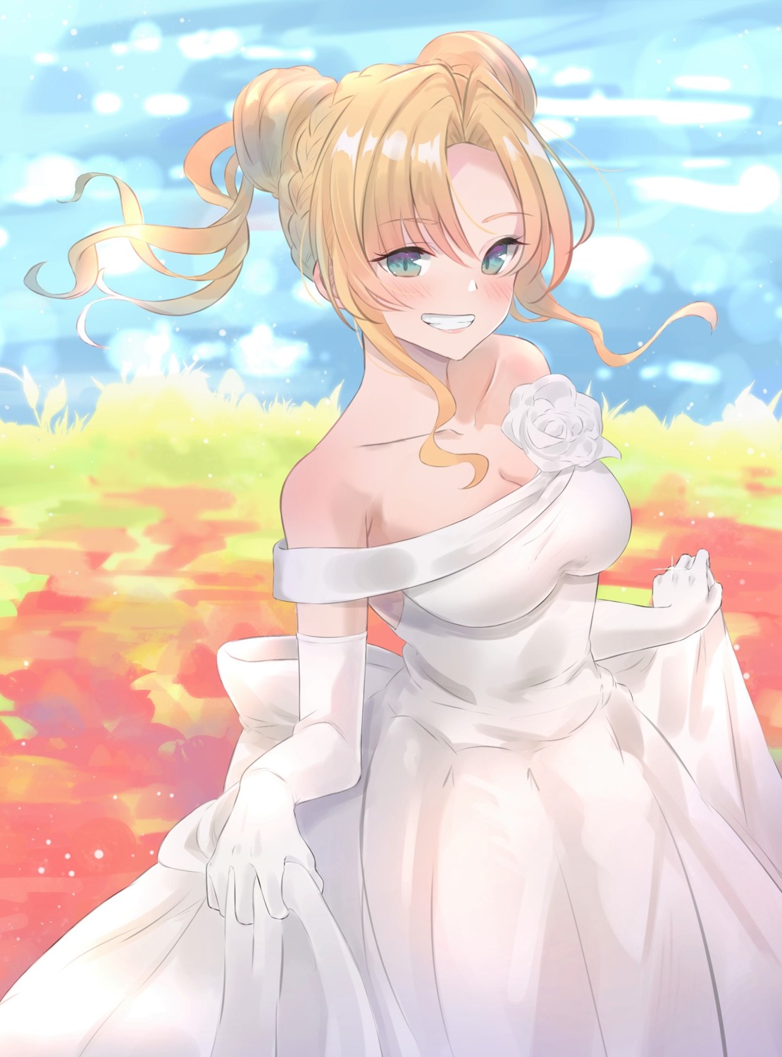 cleavage, dress, granblue_fantasy, renzu_(lens_02), wedding_dress, zeta_(granblue_fantasy)
