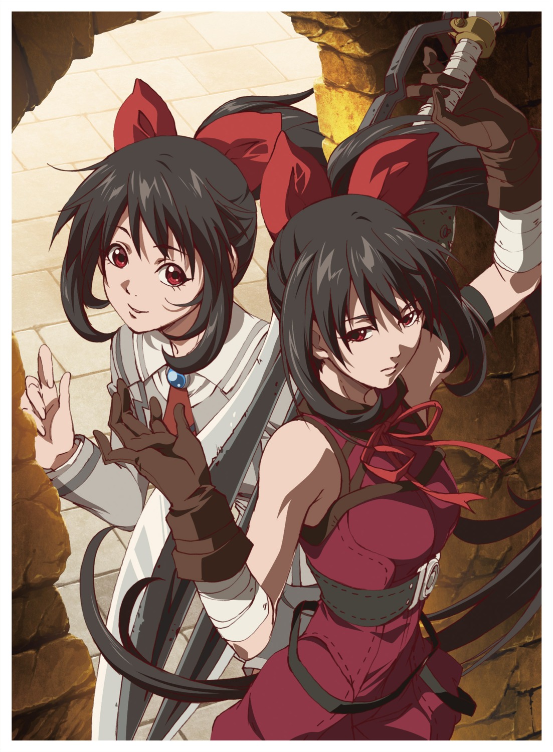 akanesasu_shoujo, bandages, seifuku, sword, tagme, tsuchimiya_asuka