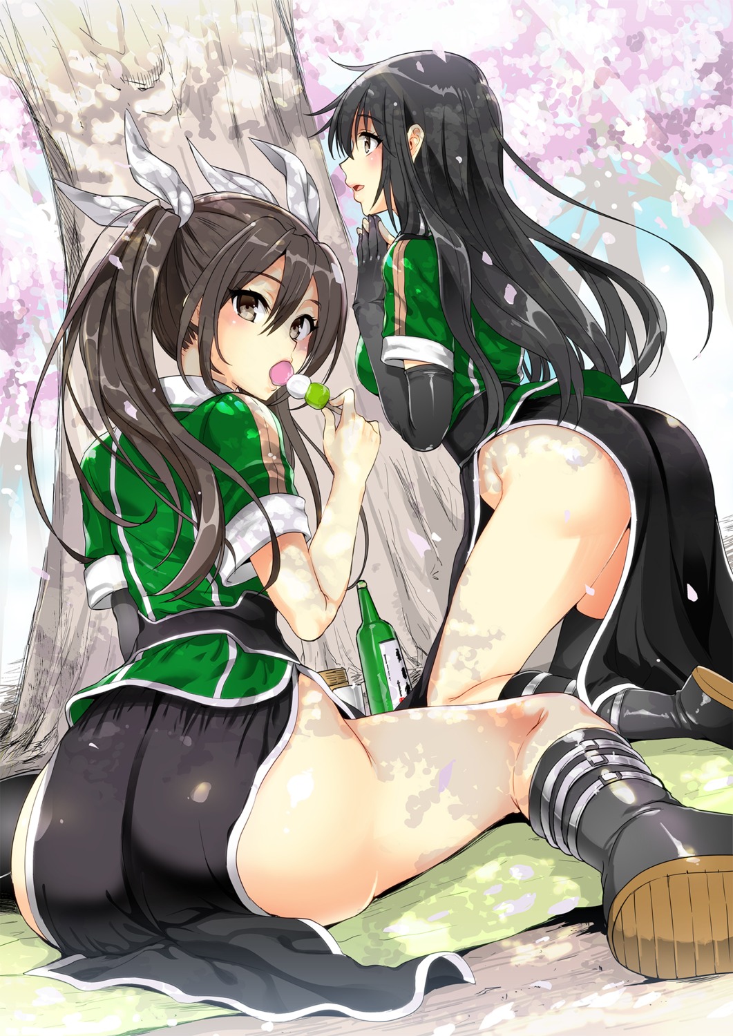 ass, chikuma_(kancolle), kantai_collection, kojima_saya, pantsu, sake, tone_(kancolle), uniform