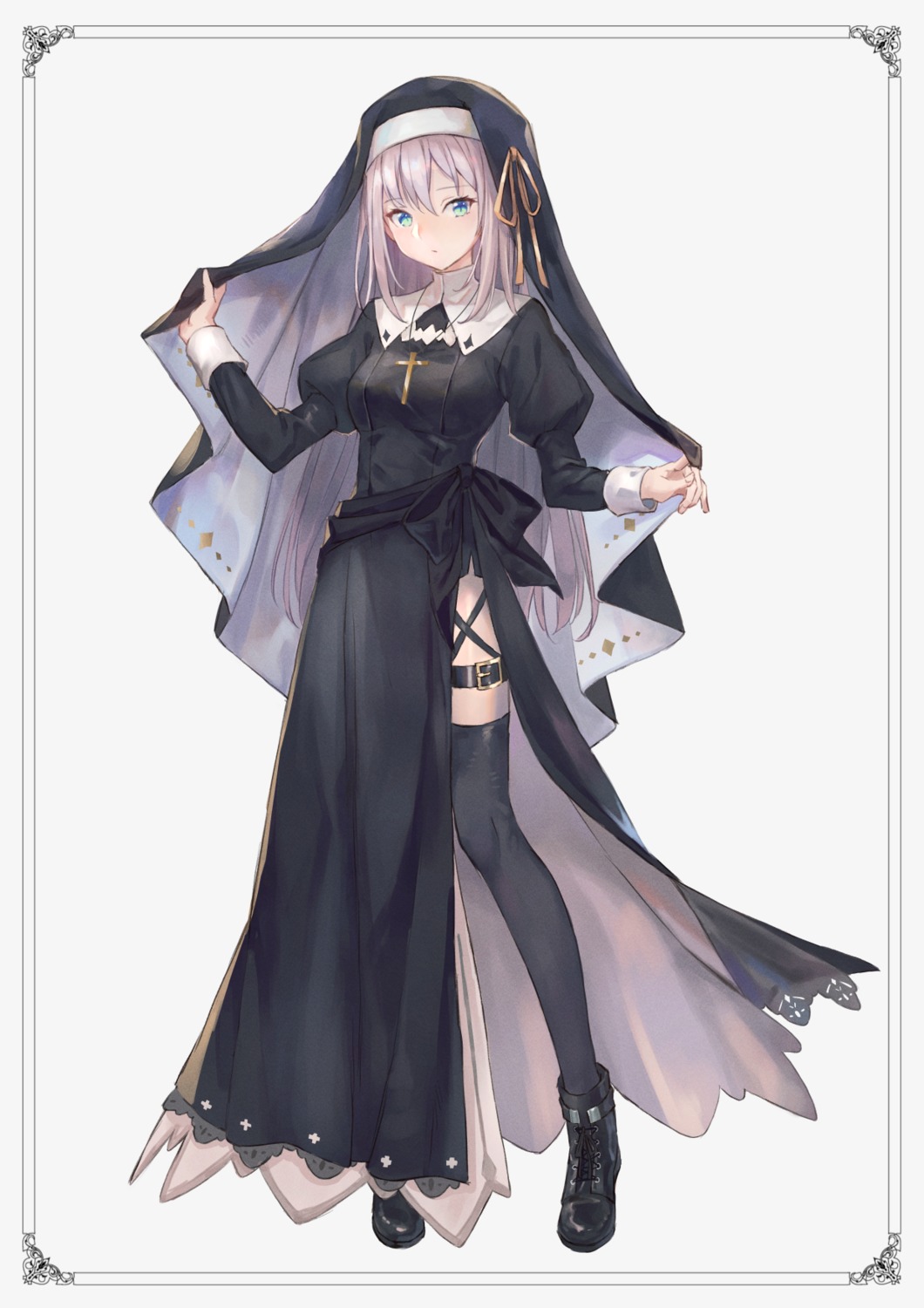 garter, kobuta, nun, thighhighs