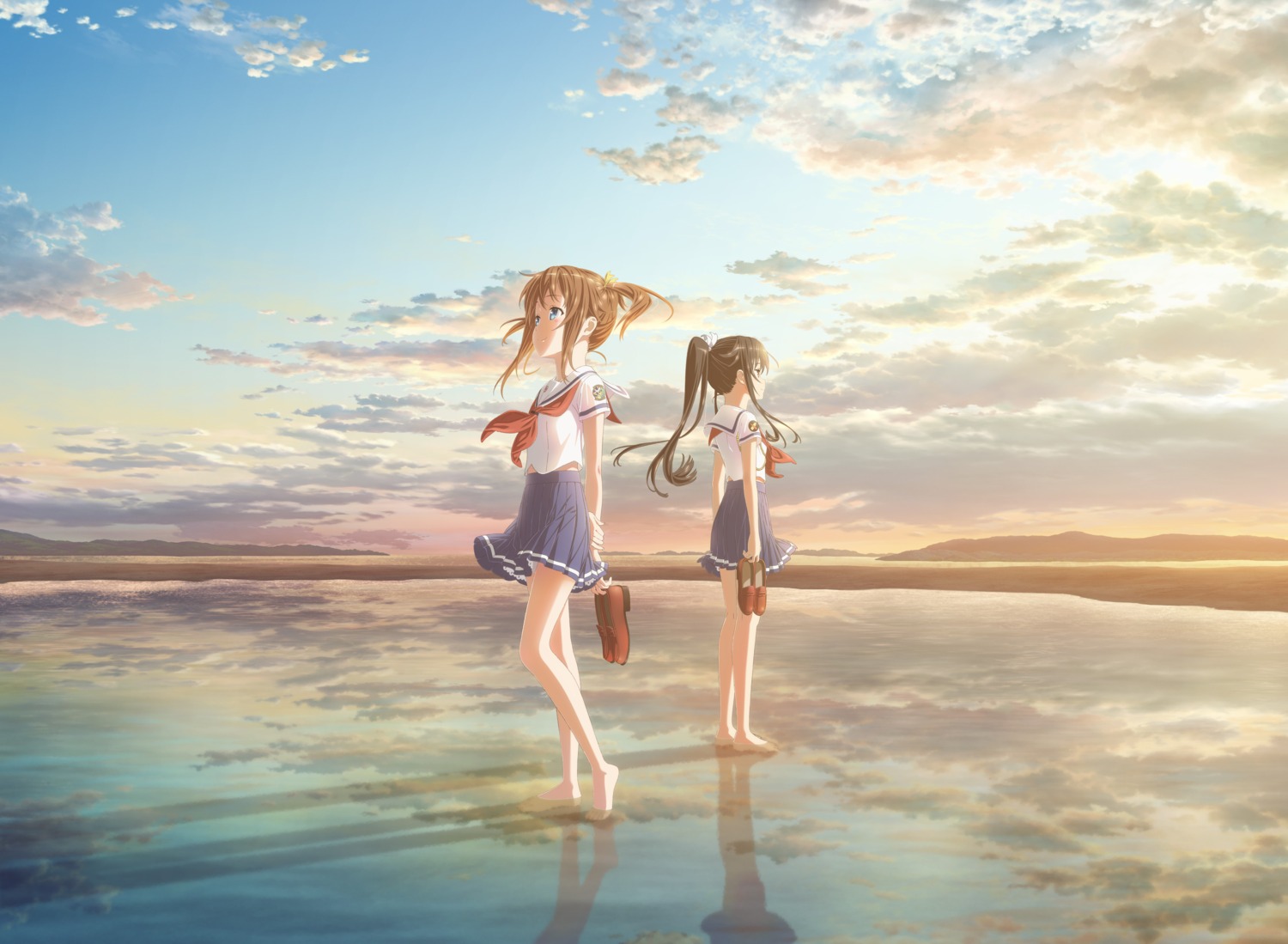 high_school_fleet, landscape, misaki_akeno, munetani_mashiro, seifuku, tagme, wet