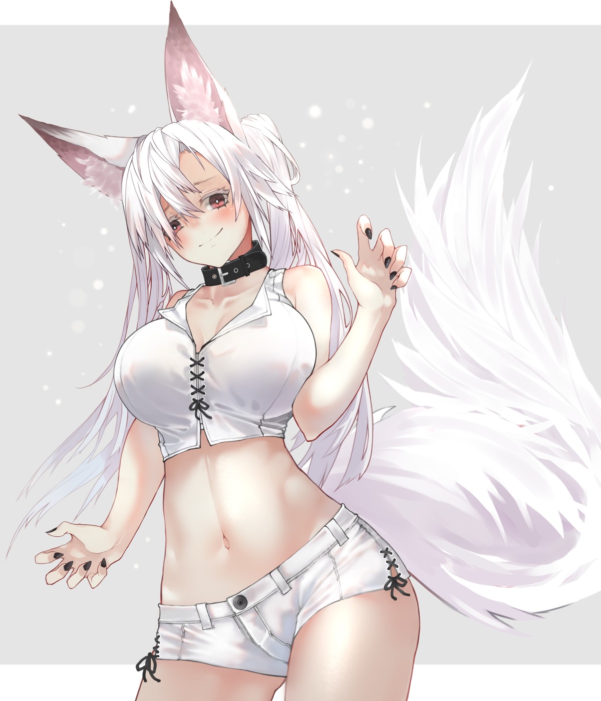 animal_ears, cleavage, kesuno, kitsune, tail