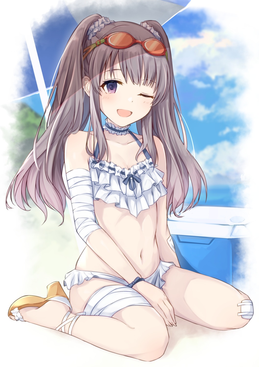 alisia, bandages, bandaid, bikini, heels, swimsuits, the_idolm@ster, the_idolm@ster_shiny_colors