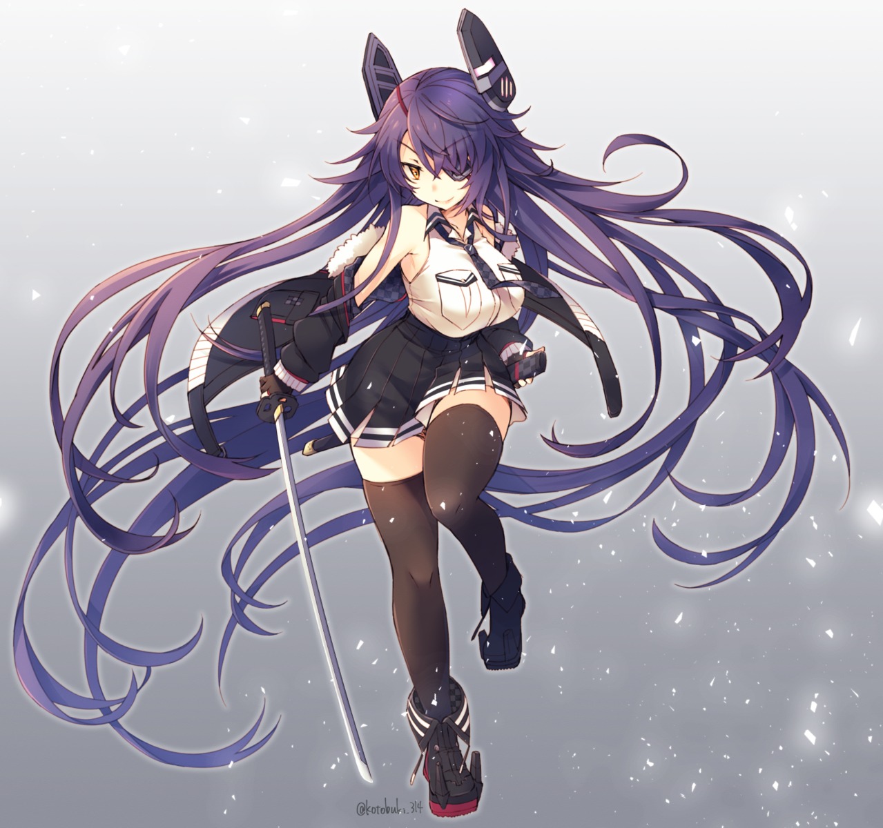 eyepatch, kantai_collection, kotobuki_(momoko_factory), sword, tenryuu_(kancolle), thighhighs