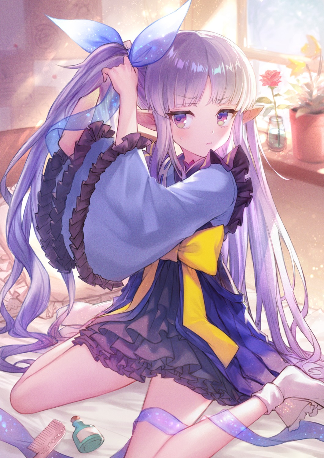 hikawa_kyouka, honyaru_(nanairo39), lolita_fashion, pointy_ears, princess_connect!, princess_connect!_re:dive, wa_lolita