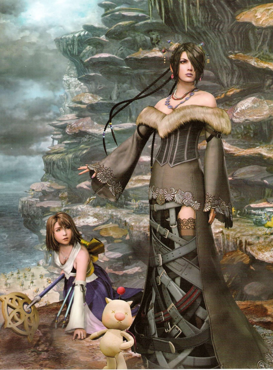 final_fantasy, final_fantasy_x, heterochromia, lulu, moogle, square_enix, yuna