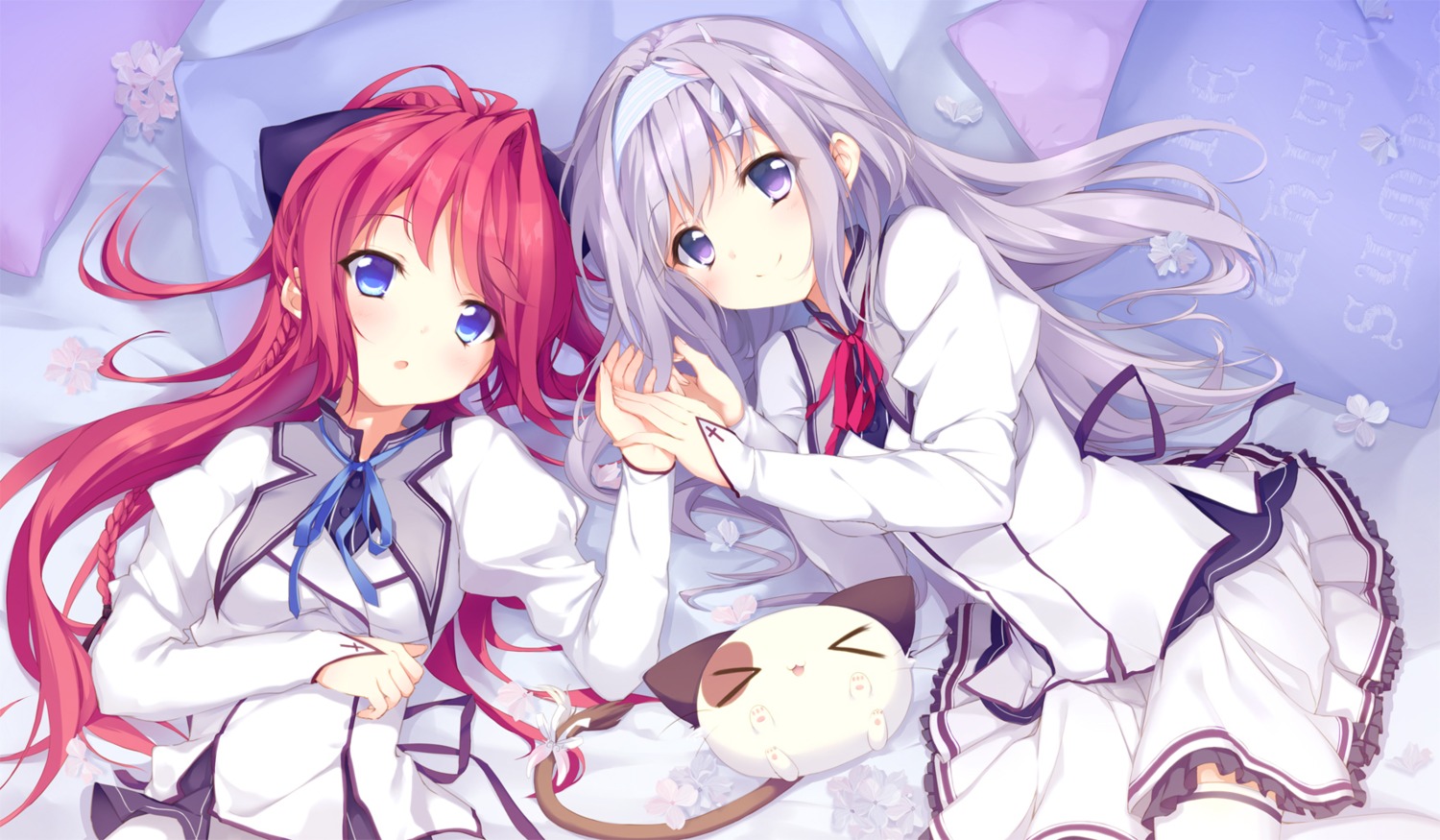 amaha_miu, hisagi_yuu, inui_sana, mashiroiro_symphony, neko, seifuku, thighhighs
