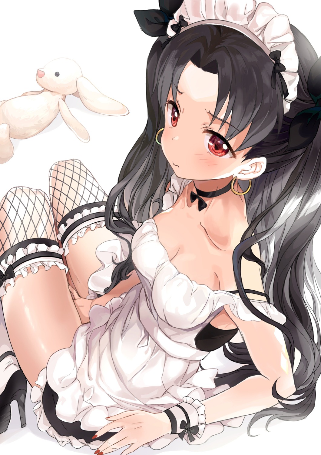 cleavage, fate/grand_order, fishnets, heels, ishtar_(fate), maid, saya_(mychristian2), thighhighs