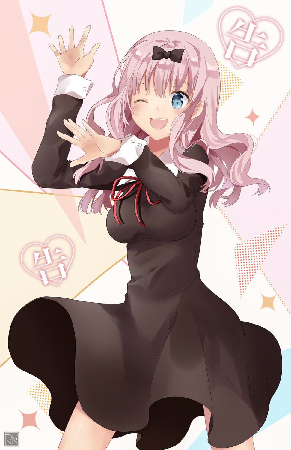 fujiwara_chika, kaguya-sama_wa_kokurasetai_~tensai-tachi_no_renai_zunousen~, rumikuu, seifuku, skirt_lift
