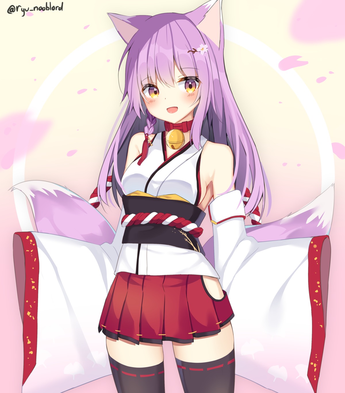 animal_ears, japanese_clothes, kitsune, ryu_narb, tail, thighhighs