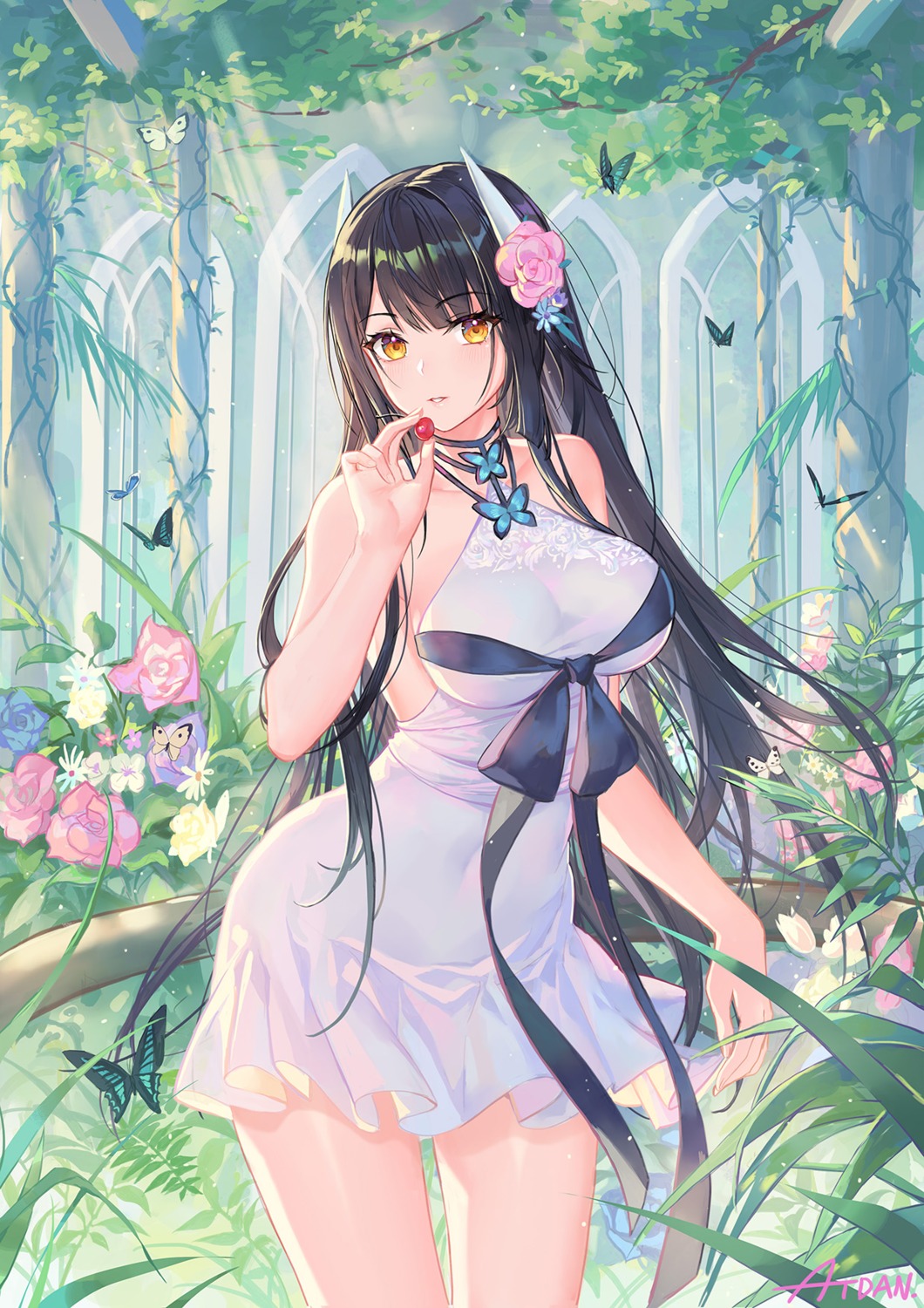 atdan, azur_lane, dress, hiei_(azur_lane), horns