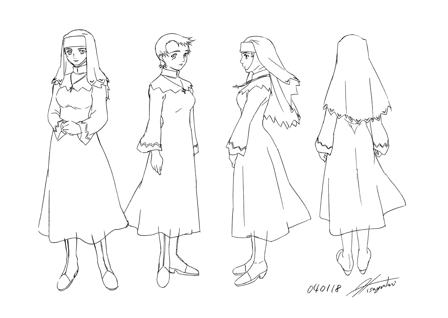 character_design, heels, hisayuki_hirokazu, mai_hime, nun, sanada_yukariko
