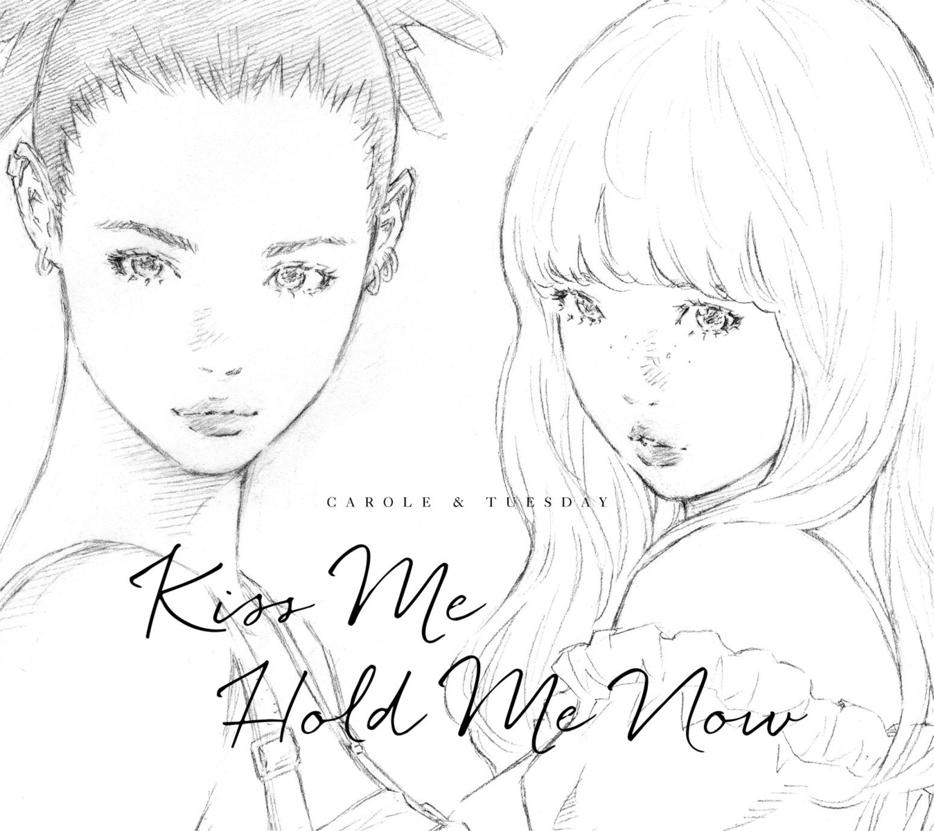 carole_&_tuesday, carole_stanley, monochrome, saitou_tsunenori, sketch, symmetrical_docking, tuesday_simmons