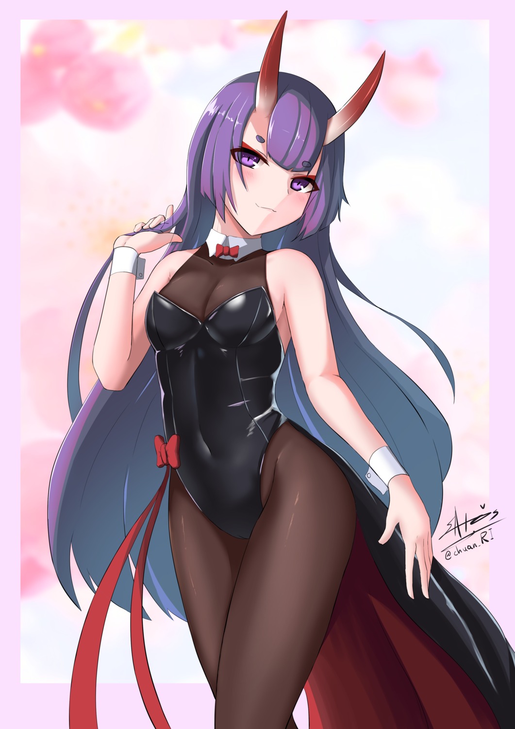 fate/grand_order, horns, ichikawayan, leotard, pantyhose, shuten_douji_(fate)