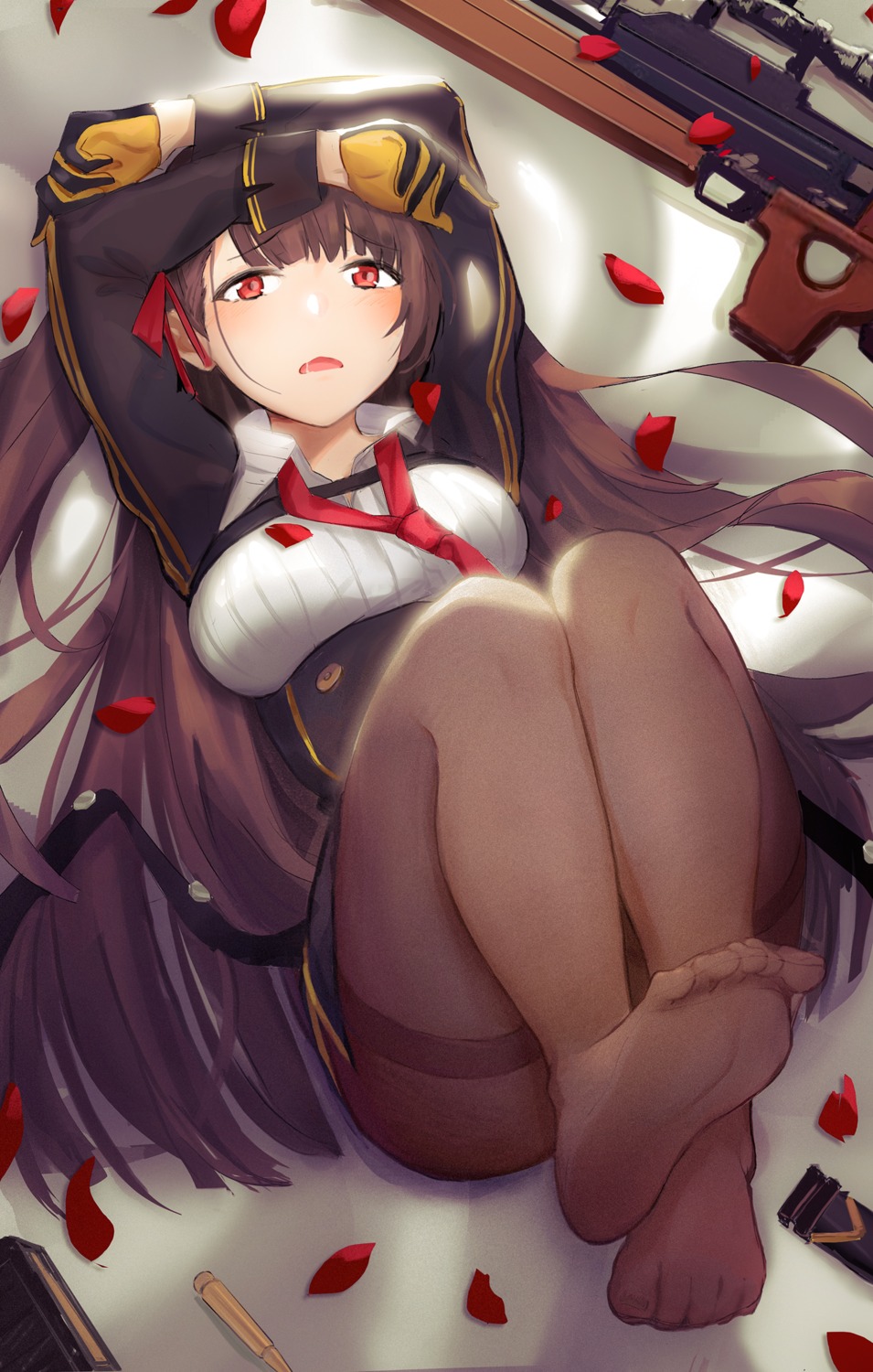 feet, girls_frontline, gun, pantyhose, shiyashiki, wa2000_(girls_frontline)