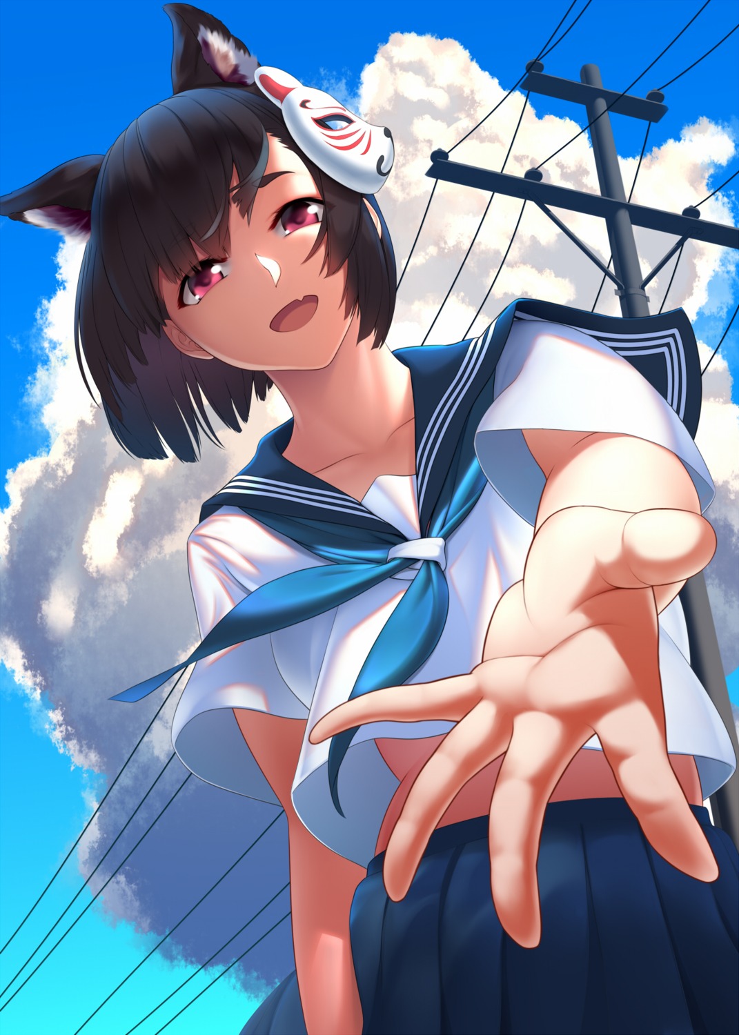 animal_ears, azur_lane, baiyin, seifuku, yamashiro_(azur_lane)