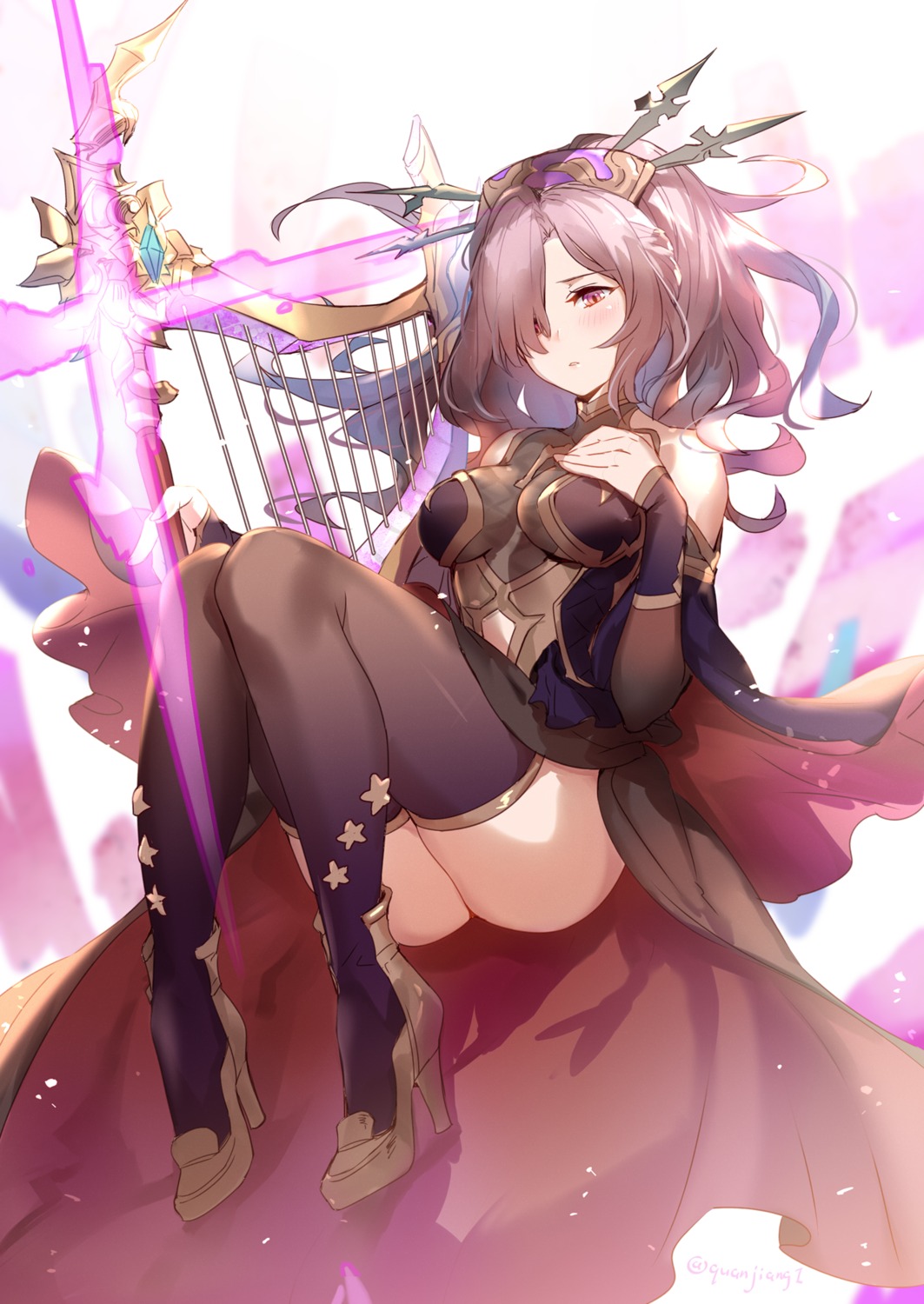 aki663, armor, breast_hold, granblue_fantasy, heels, thighhighs