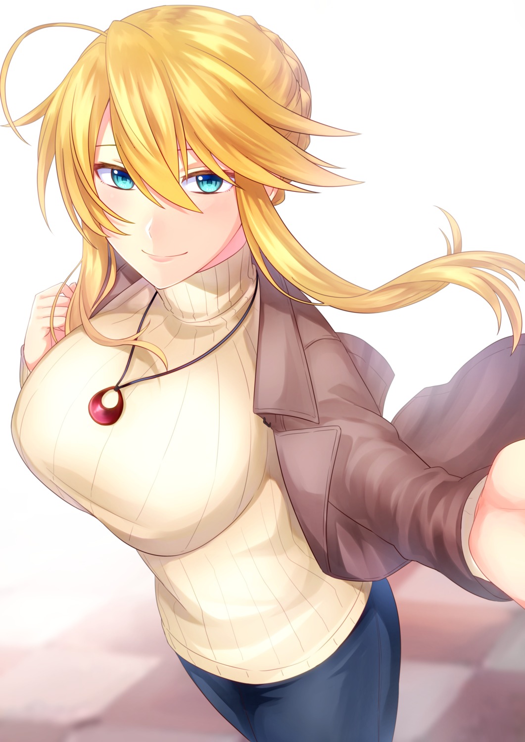 artoria_pendragon_(fate), fate/grand_order, sweater, weaponman
